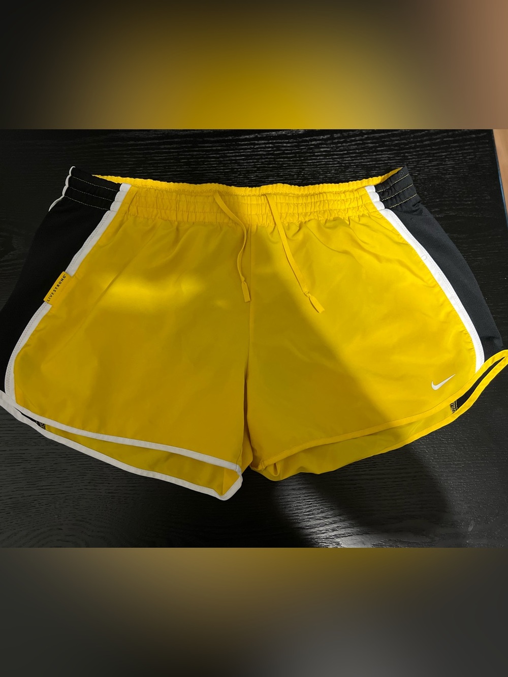 Nike Yellow Women's Athletic Shorts with White Trim